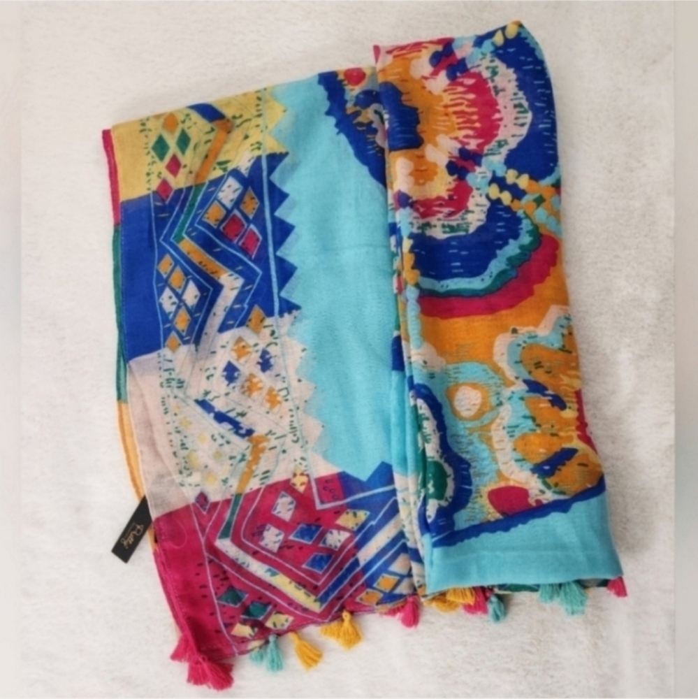 NWT Oversized Colorful Bohemian Scarf